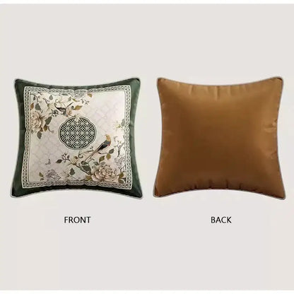 Embroidered dream floral birds dark green velvet cushion covers living room