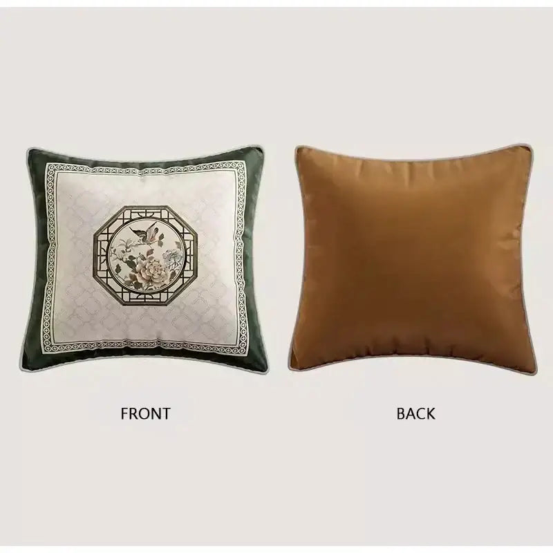 Embroidered dream floral birds dark green velvet cushion covers living room
