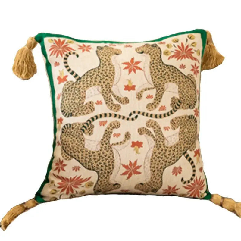 Embroidered elephant jungle paradise throw pillow – living room decor