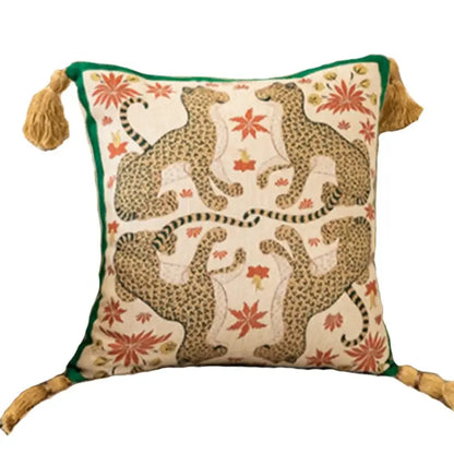 Embroidered elephant jungle paradise throw pillow – living room decor