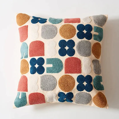 Embroidered floral dot pillow cover for living room home decor