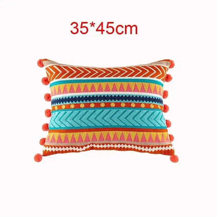 Embroidered flower boho long cushion covers bedroom floral pillow