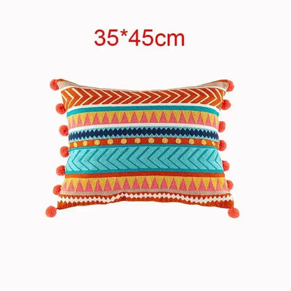 Embroidered flower boho long cushion covers bedroom floral pillow