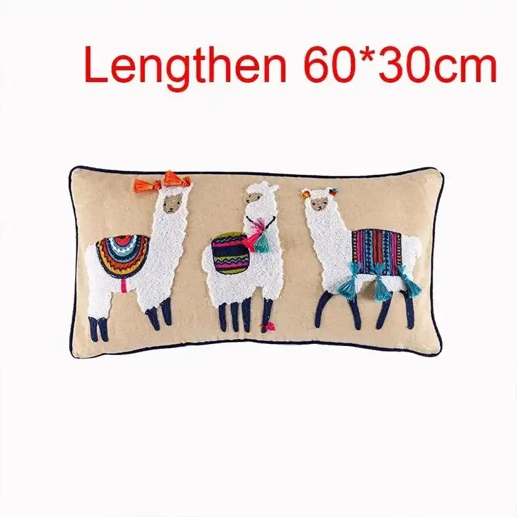 Embroidered flower boho long cushion covers bedroom floral pillow