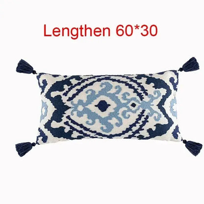 Embroidered flower boho long cushion covers bedroom floral pillow