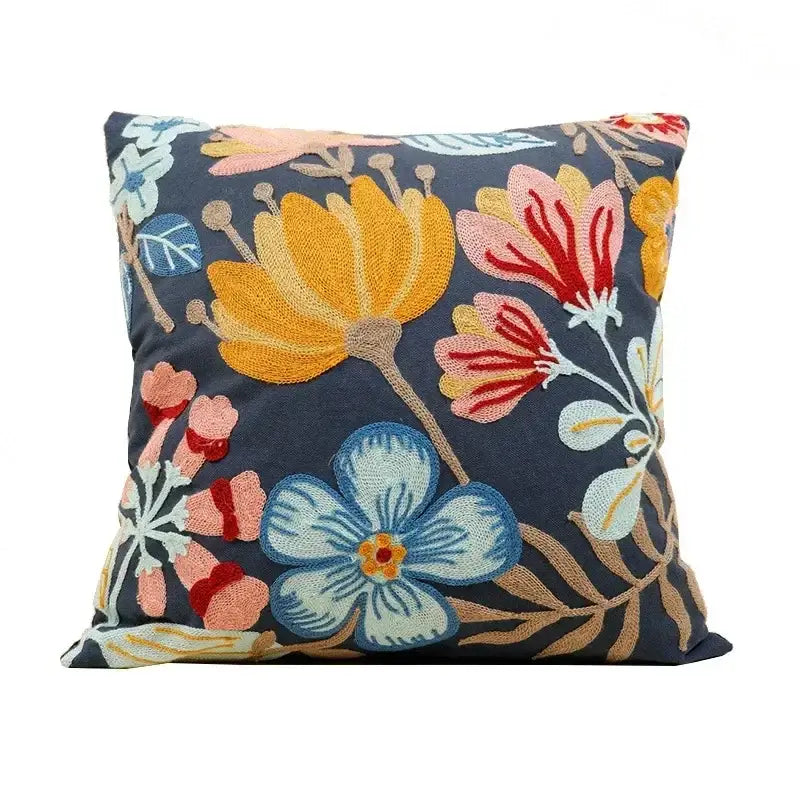 Embroidered flower boho long cushion covers bedroom floral pillow