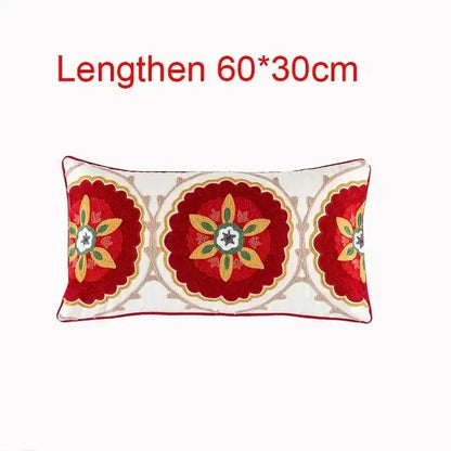 Embroidered flower boho long cushion covers bedroom floral pillow