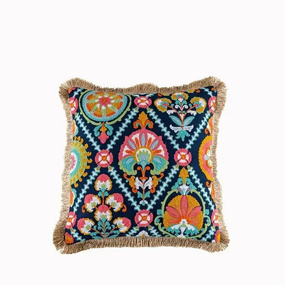 Embroidered flower boho long cushion covers bedroom floral pillow