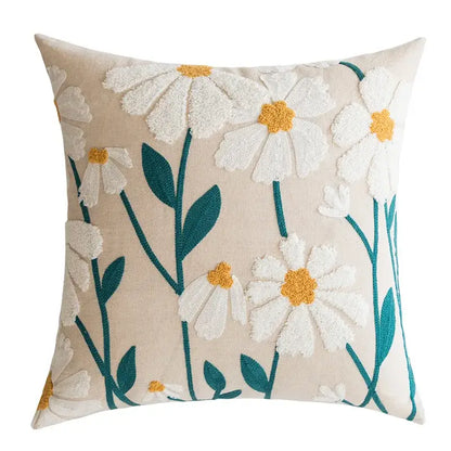 Embroidered green and gold fish pillow cover living room