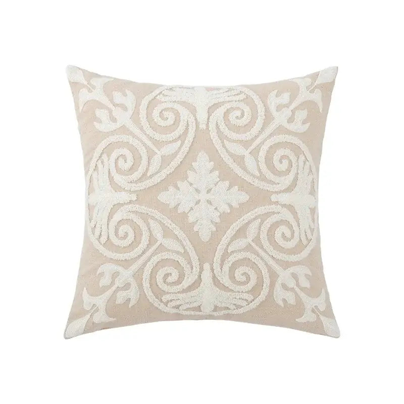Embroidered green and gold fish pillow cover living room
