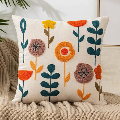 Embroidered green and gold fish pillow cover living room