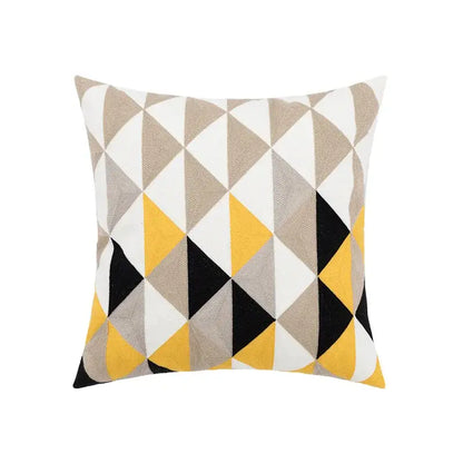 Embroidered green and gold fish pillow cover living room