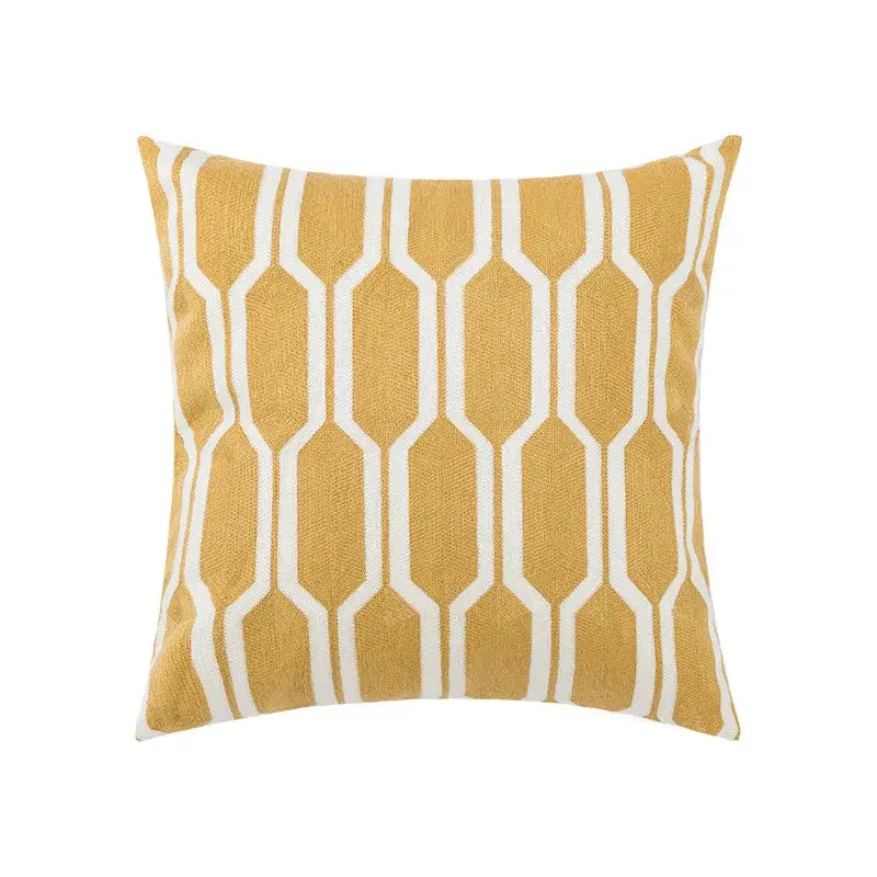 Embroidered green and gold fish pillow cover living room