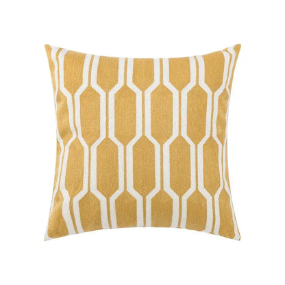 Embroidered green and gold fish pillow cover living room