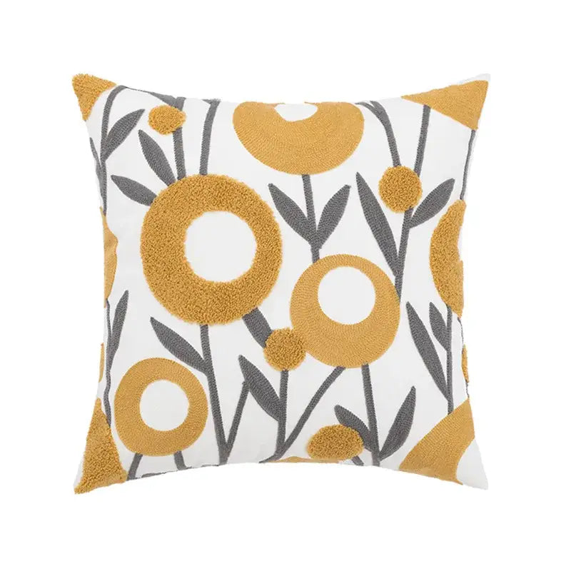 Embroidered green and gold fish pillow cover living room