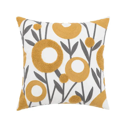 Embroidered green and gold fish pillow cover living room