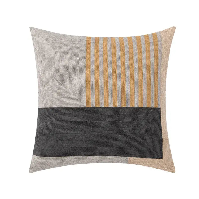 Embroidered green and gold fish pillow cover living room