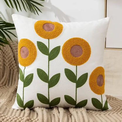 Embroidered green and gold fish pillow cover living room
