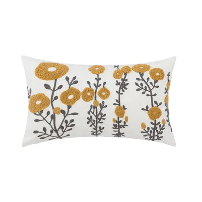 Embroidered green and gold fish pillow cover living room