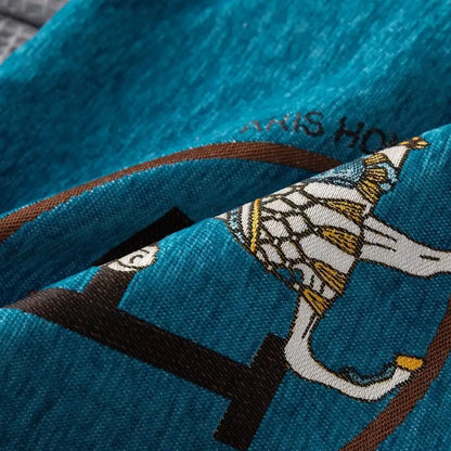 Embroidered horse cotton throw pillow cover living room decor