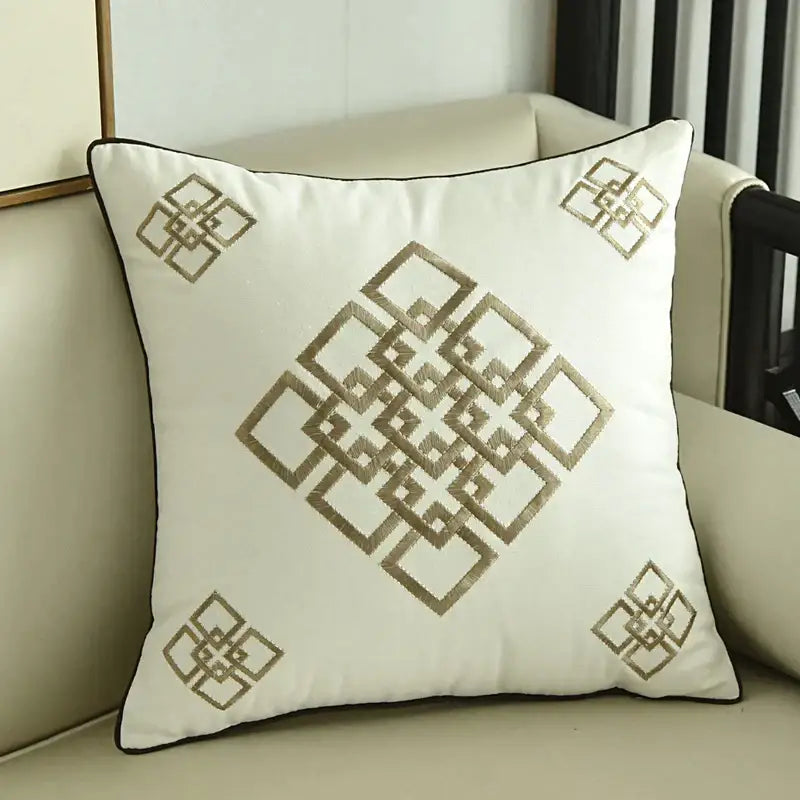 Embroidered horse pillowcase white throw pillow living room decor
