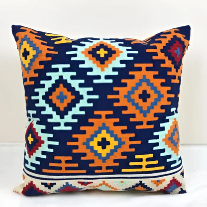 Embroidered kilim style cushion cover – living room geometric pillow