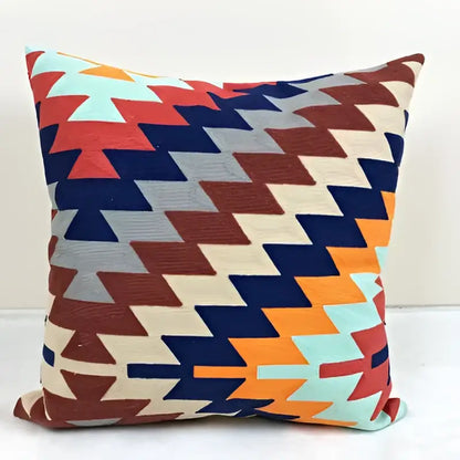 Embroidered kilim style cushion cover – living room geometric pillow