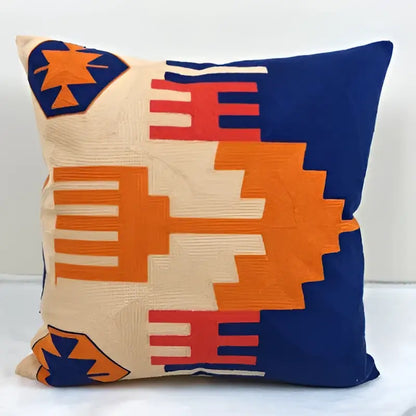 Embroidered kilim style cushion cover – living room geometric pillow
