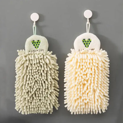Embroidered microfiber hand towel pale green & cream kitchen decor