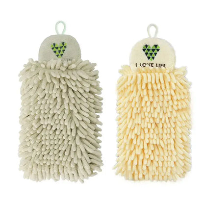 Embroidered microfiber hand towel pale green & cream kitchen decor