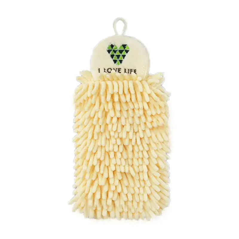 Embroidered microfiber hand towel pale green & cream kitchen decor