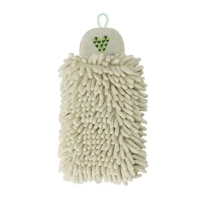 Embroidered microfiber hand towel pale green & cream kitchen decor