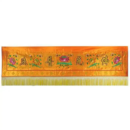 Embroidered red and gold buddhist worship set home temple banner