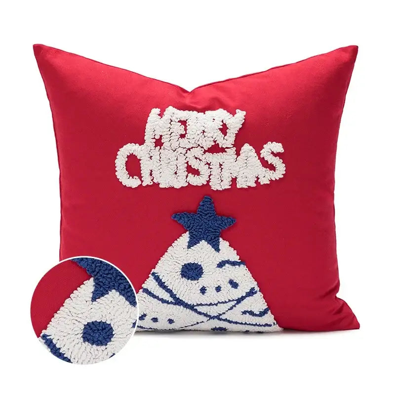 Embroidered red snowman cartoon christmas pillow covers living room