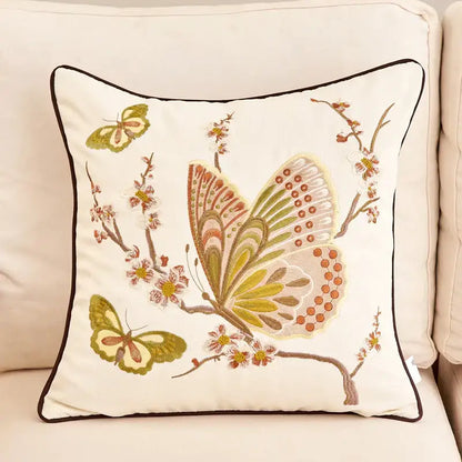 Embroidered tree cushion cover set for living room sofa