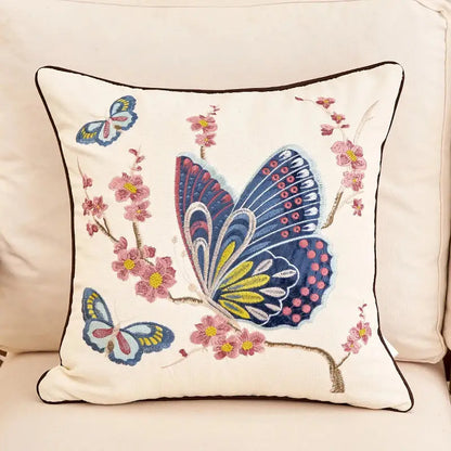 Embroidered tree cushion cover set for living room sofa