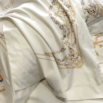 Embroidered white egyptian cotton bedding set bedroom duvet cover