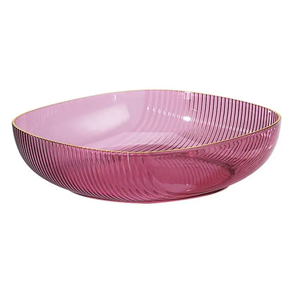 Emerald green crystal fruit plate dining room gold rim tray