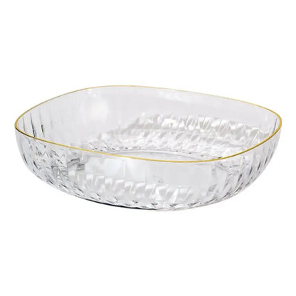 Emerald green crystal fruit plate dining room gold rim tray