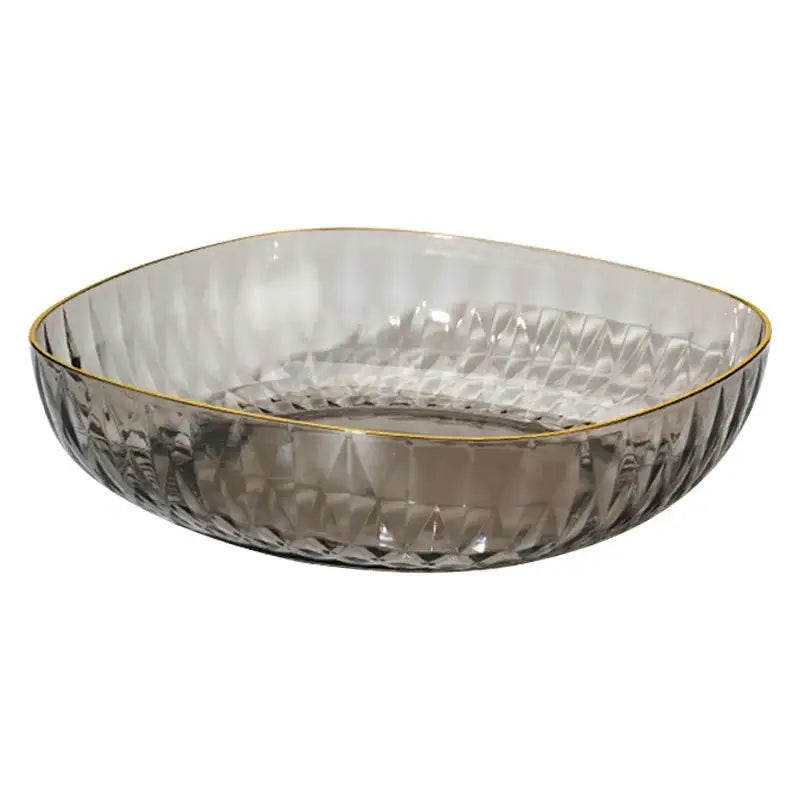 Emerald green crystal fruit plate dining room gold rim tray