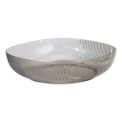 Emerald green crystal fruit plate dining room gold rim tray
