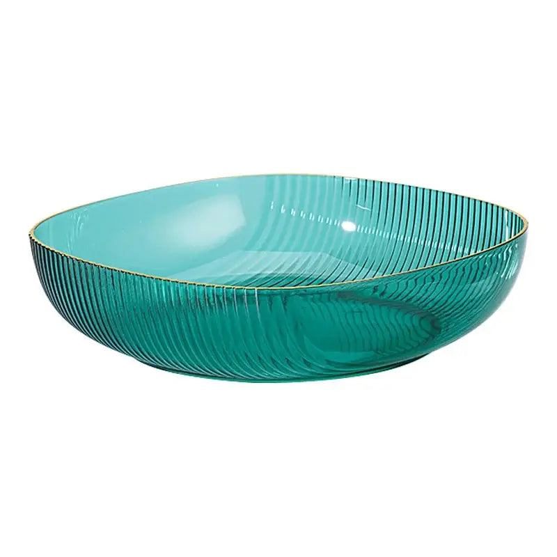 Emerald green crystal fruit plate dining room gold rim tray