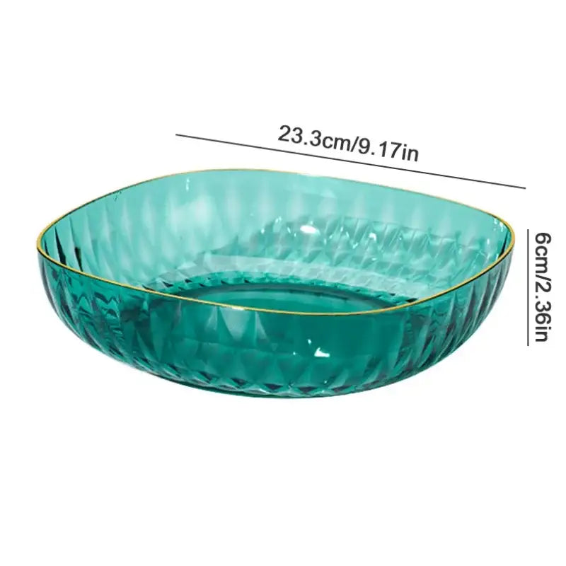 Emerald green crystal fruit plate dining room gold rim tray