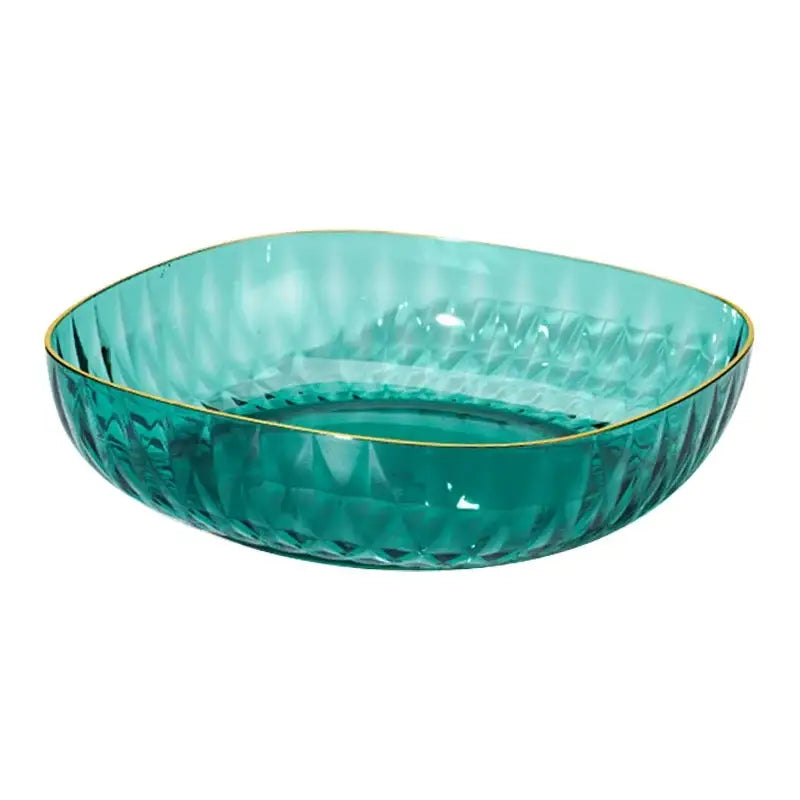 Emerald green crystal fruit plate dining room gold rim tray