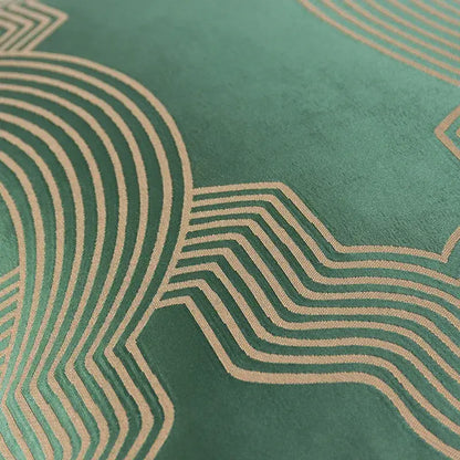 Emerald green geo jacquard cushion cover living room pillow