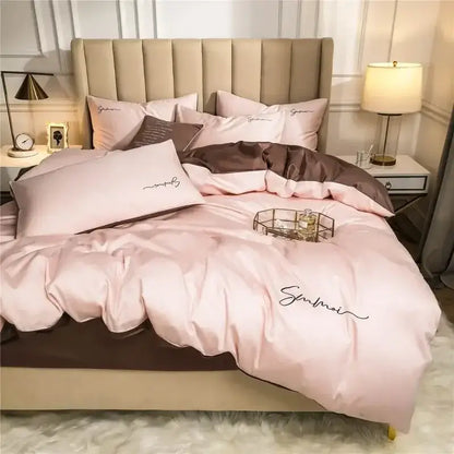 Emerald green & pink egyptian cotton bedding set bedroom duvet cover