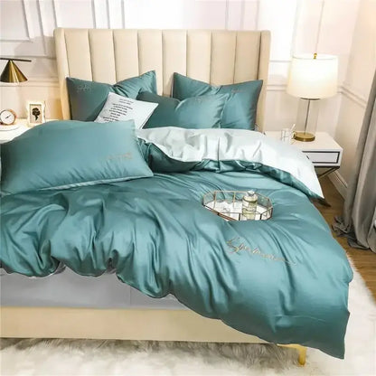 Emerald green & pink egyptian cotton bedding set bedroom duvet cover