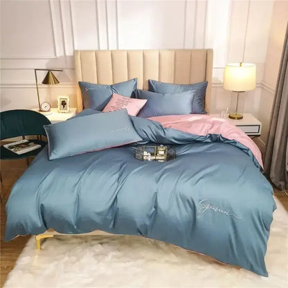 Emerald green & pink egyptian cotton bedding set bedroom duvet cover