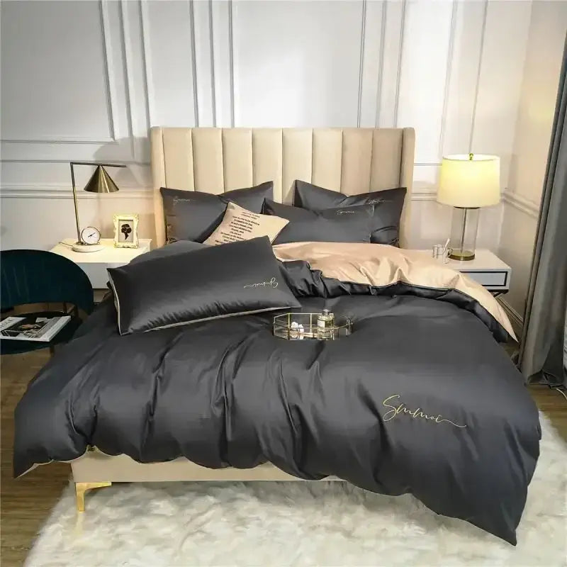 Emerald green & pink egyptian cotton bedding set bedroom duvet cover