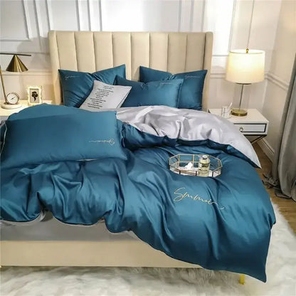 Emerald green & pink egyptian cotton bedding set bedroom duvet cover